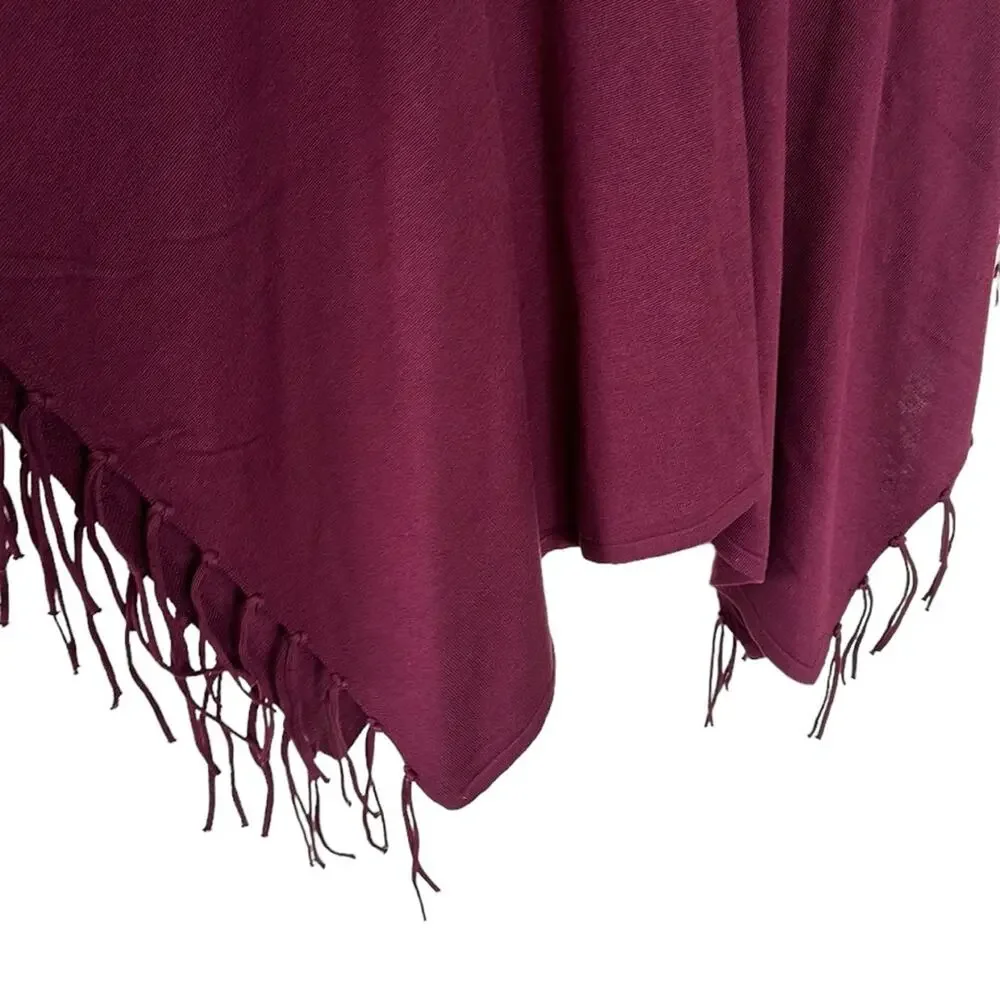 NEW Chico’s Lace Up Fringed Poncho Gold Hardware Tie Cover Up Purple One Size - Picture 3 of 9